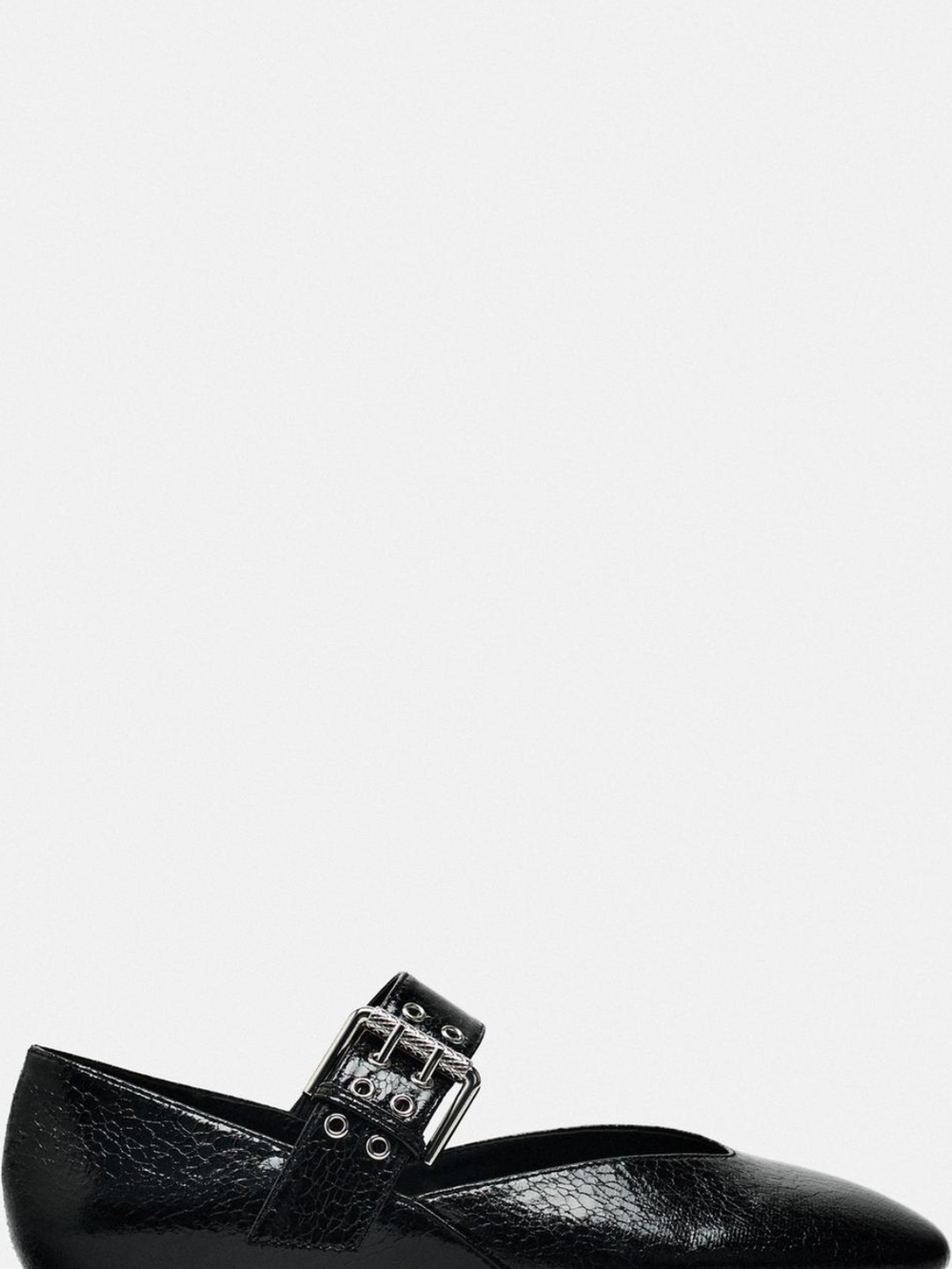 Zara Black Mary Jane Ballet Flat with Silver Buckle
